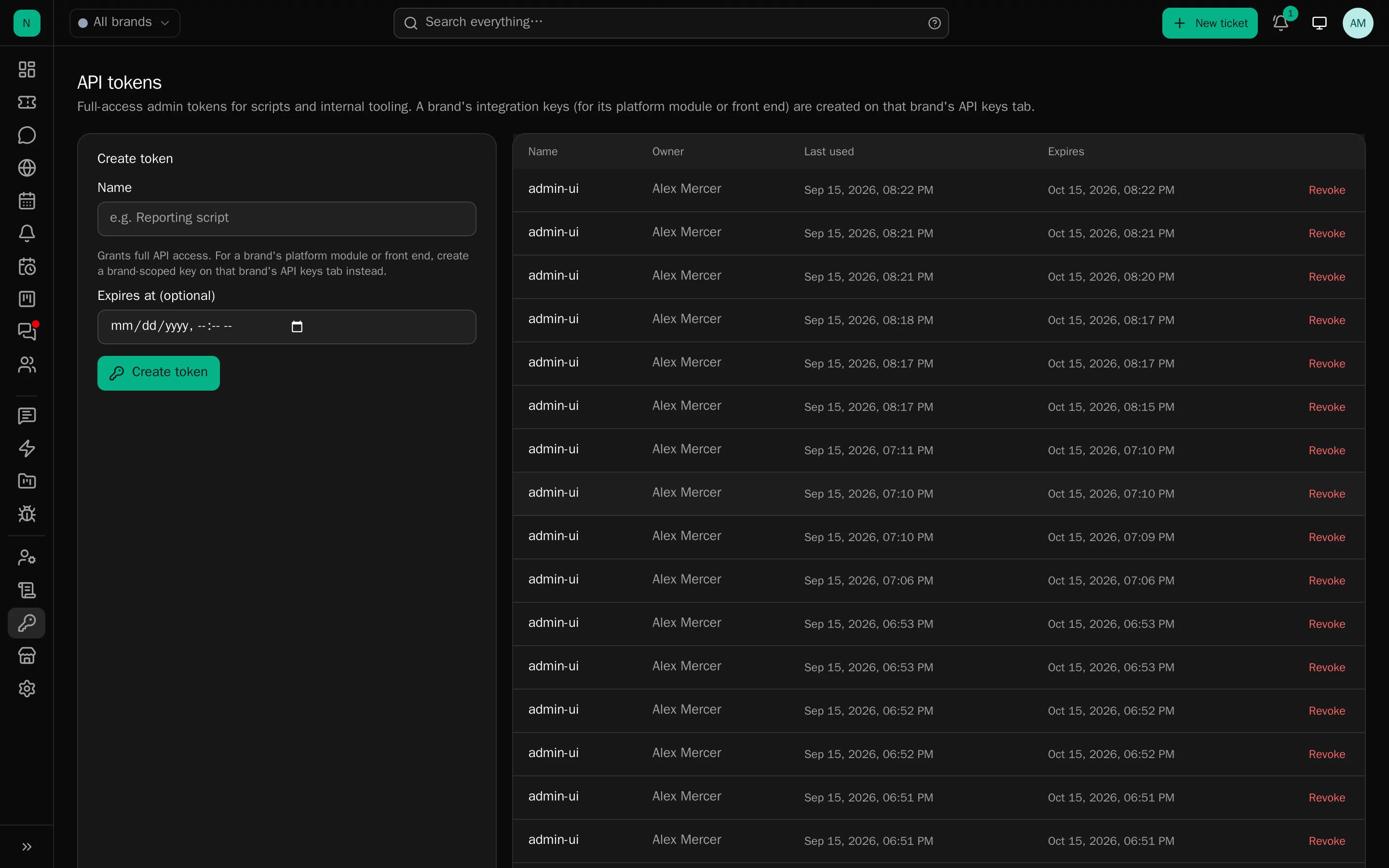 Automation keys, each one limited to what it is allowed to do